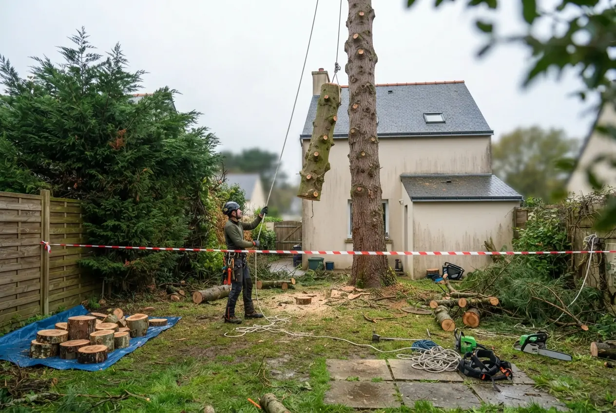 Abattage contrôlé près d’une maison à Lorient