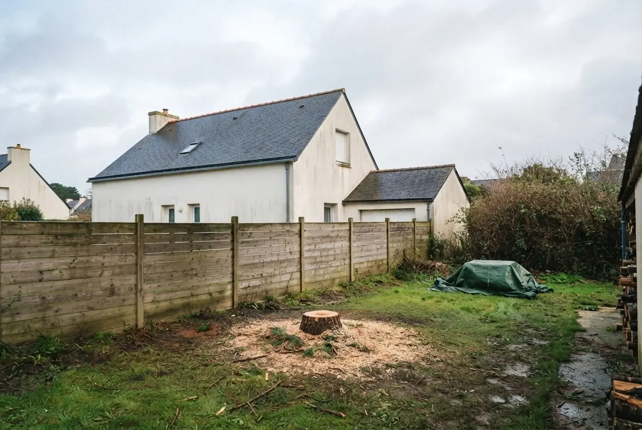 Jardin sécurisé après abattage de pin à Lorient