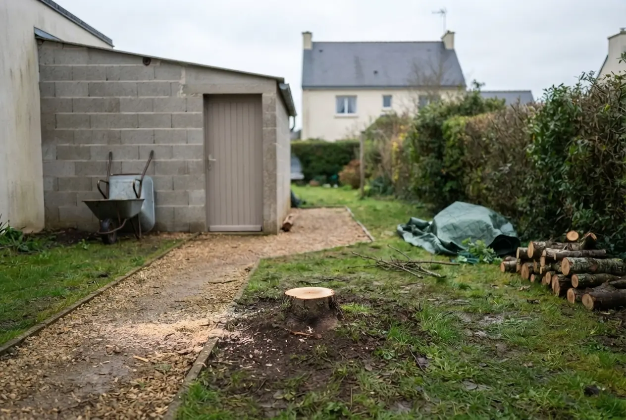 Jardin sécurisé après abattage contrôlé à Quéven