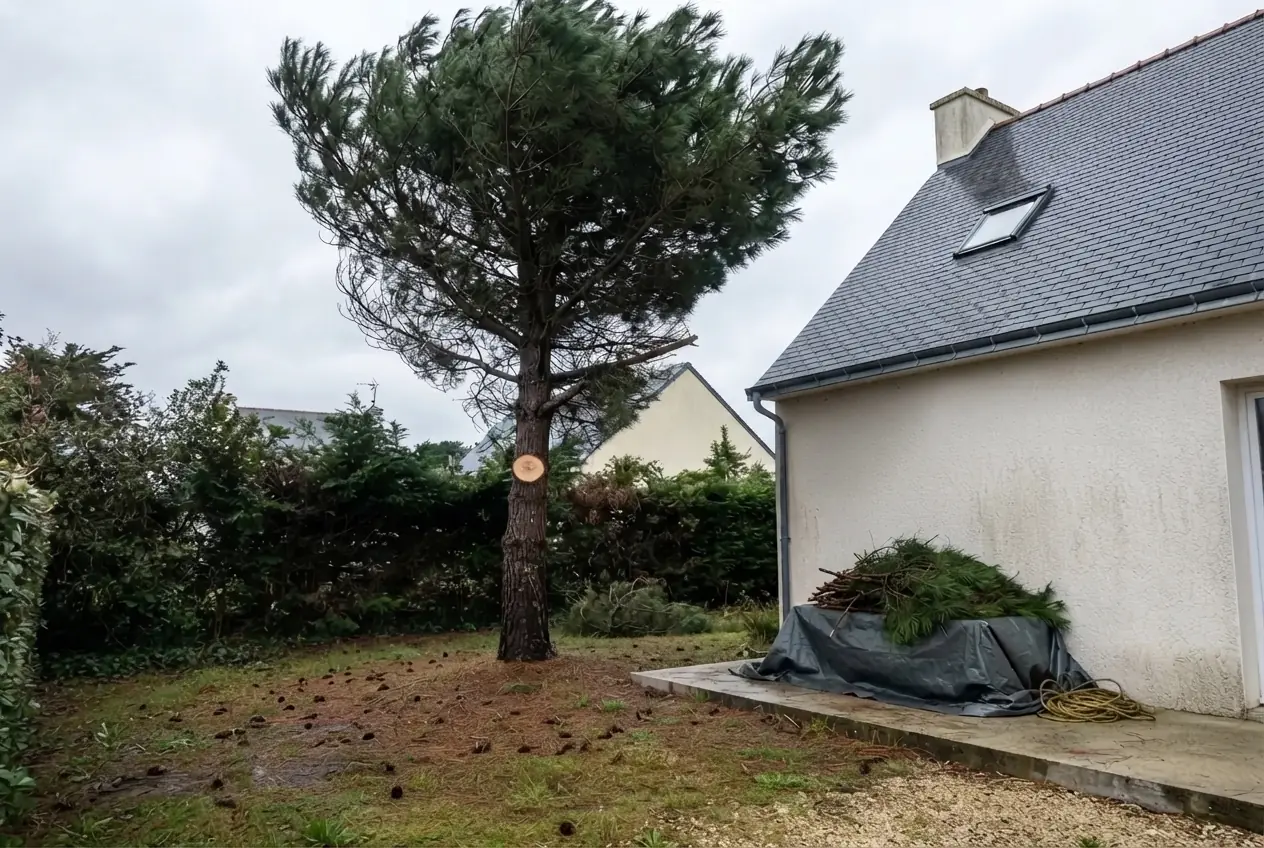Arbre sécurisé après passage d’un élagueur grimpeur à Larmor-Plage