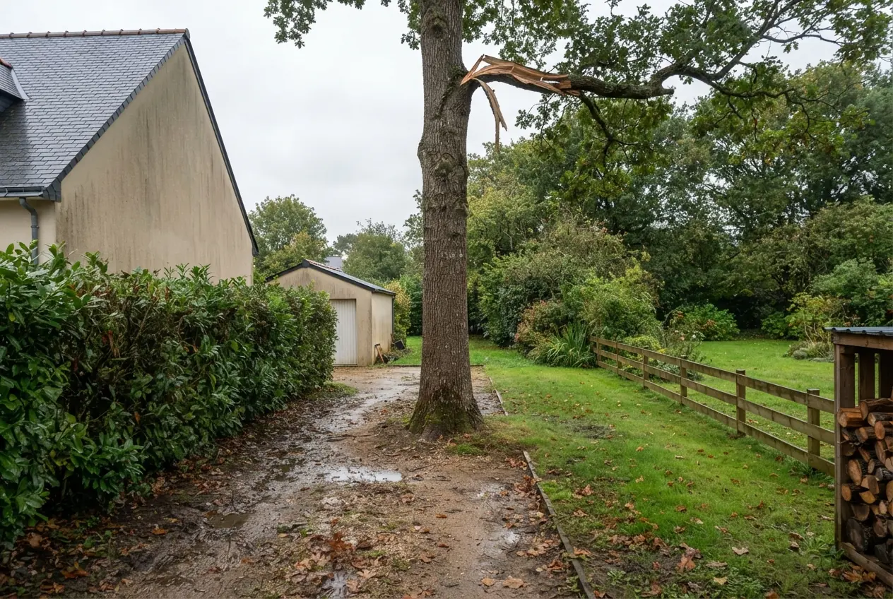 Branche cassée menaçant un passage à Quéven