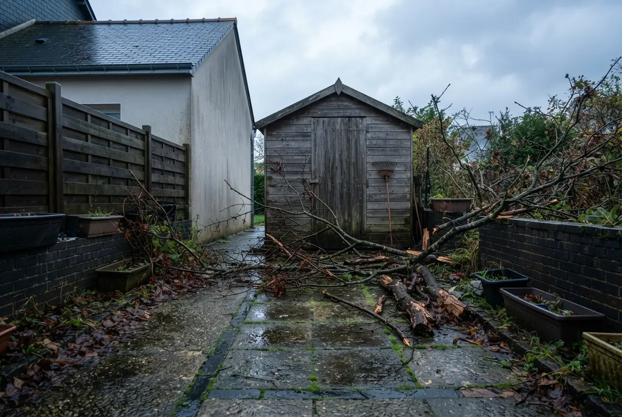 Amas de branches après taille à Port-Louis