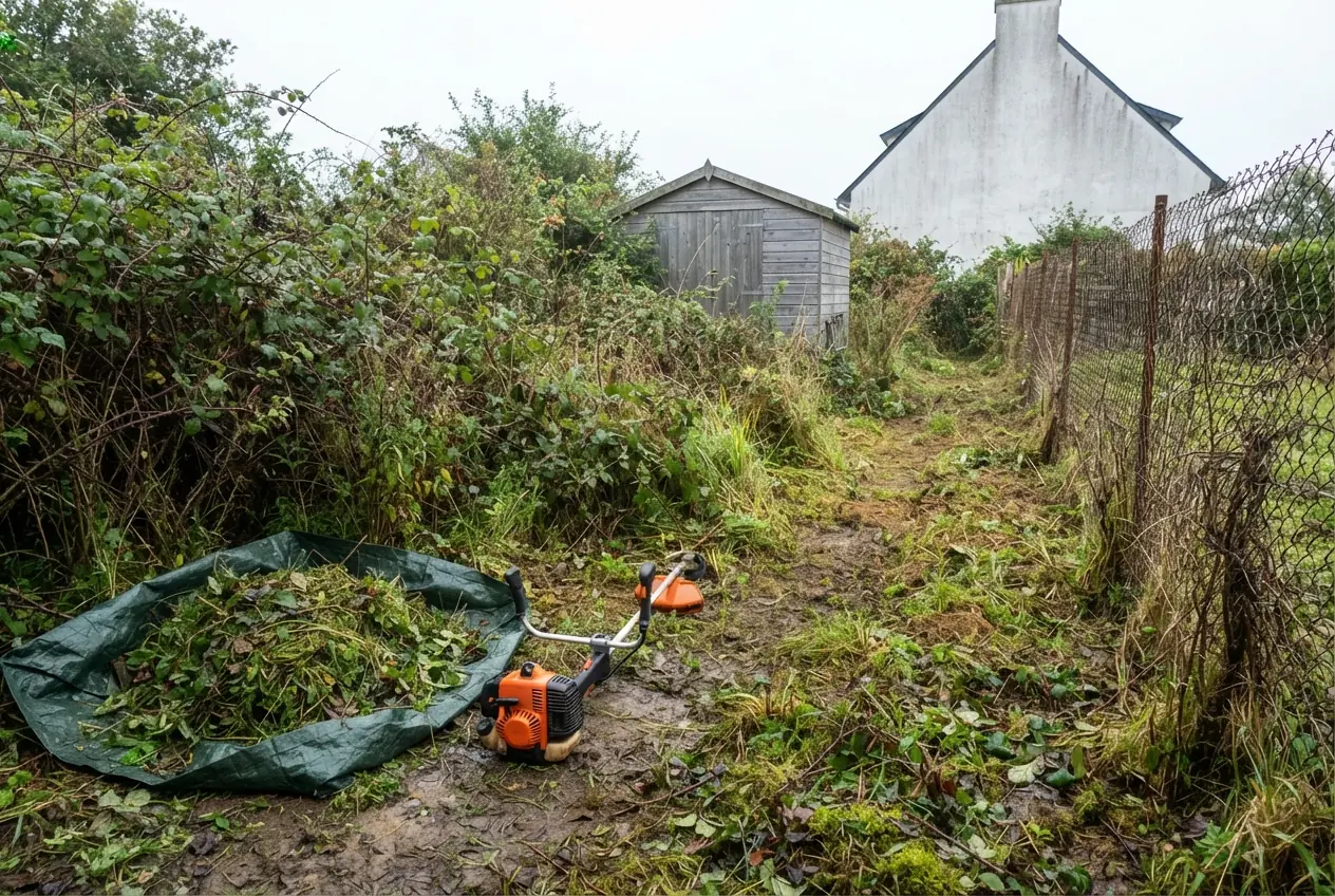 Débroussaillage d'un terrain envahi à Caudan